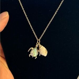 Gold Turtle and Shell Pendant Necklace